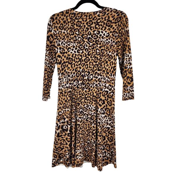 Boston Proper 3/4 Sleeve Animal Print Cotton Blend Dress Size XS - Picture 2 of 4